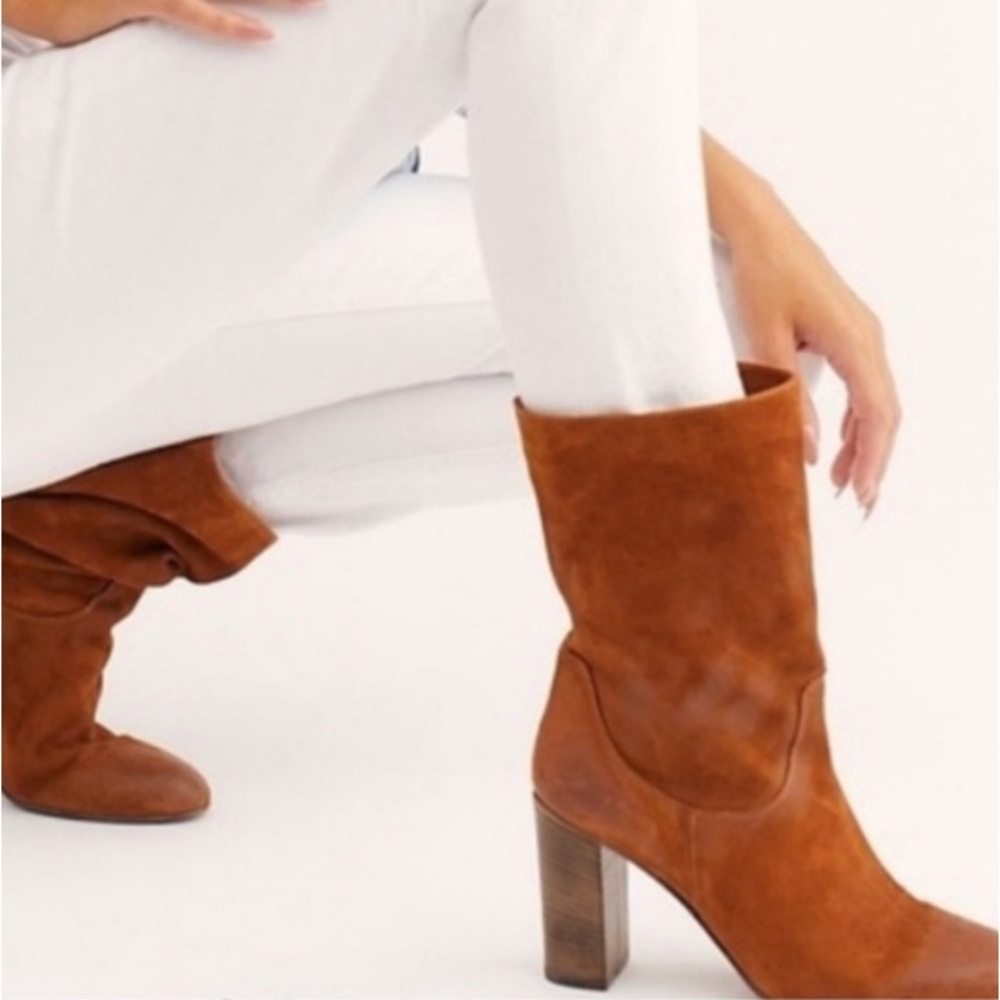 Free People Dakota Leather Slouch Heeled Boots
